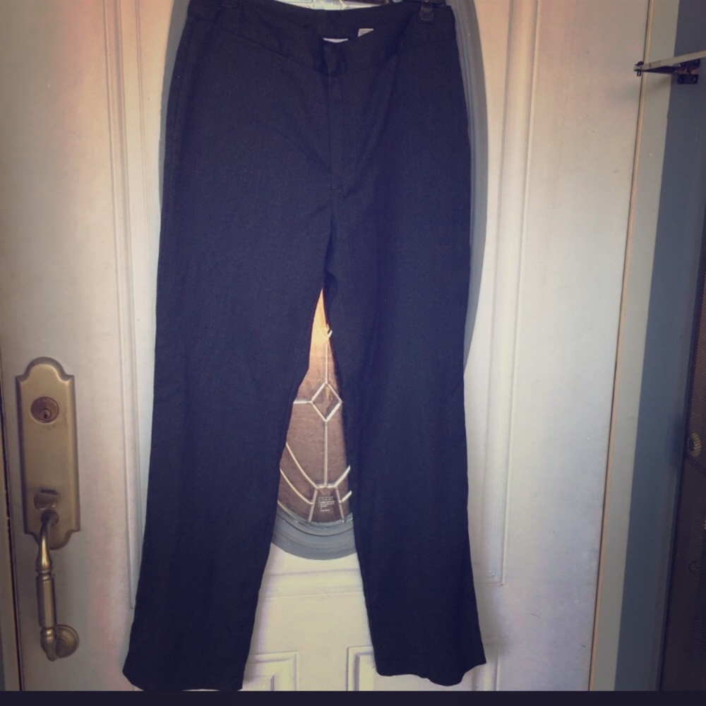 Charcoal gray straight leg classic workwear pants